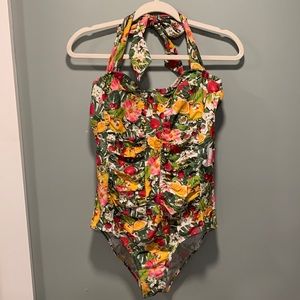 Retro Halter One Piece Swimsuit